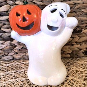 Ghost and Jack-o-Lantern Candle Holder, Vintage Kmart, Check out VIDEO, EUC